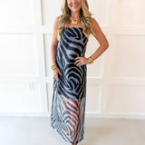 Sleeveless Sheer Maxi Dress - Black