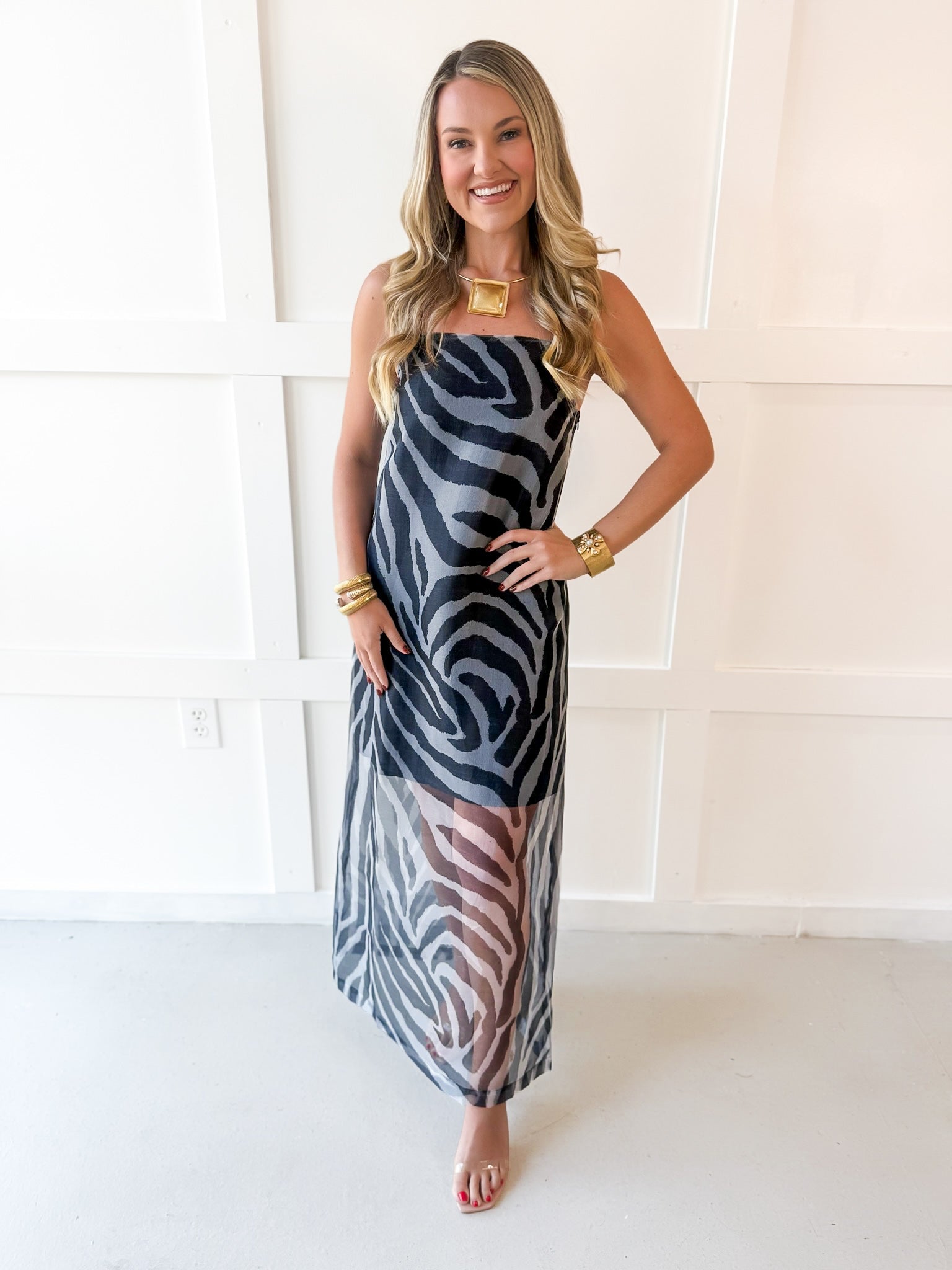 Sleeveless Sheer Maxi Dress - Black