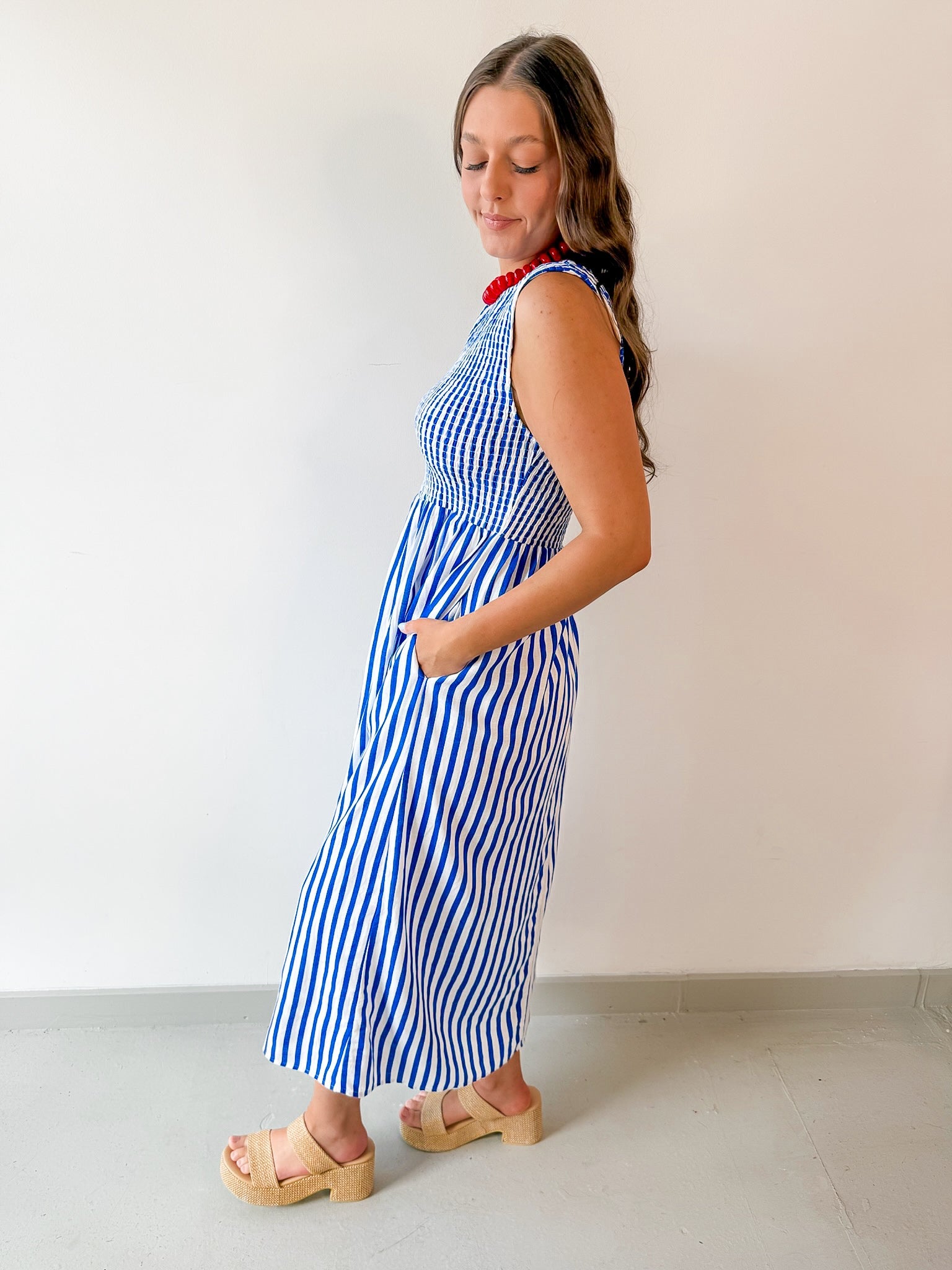 Sleeveless Striped Midi Dress