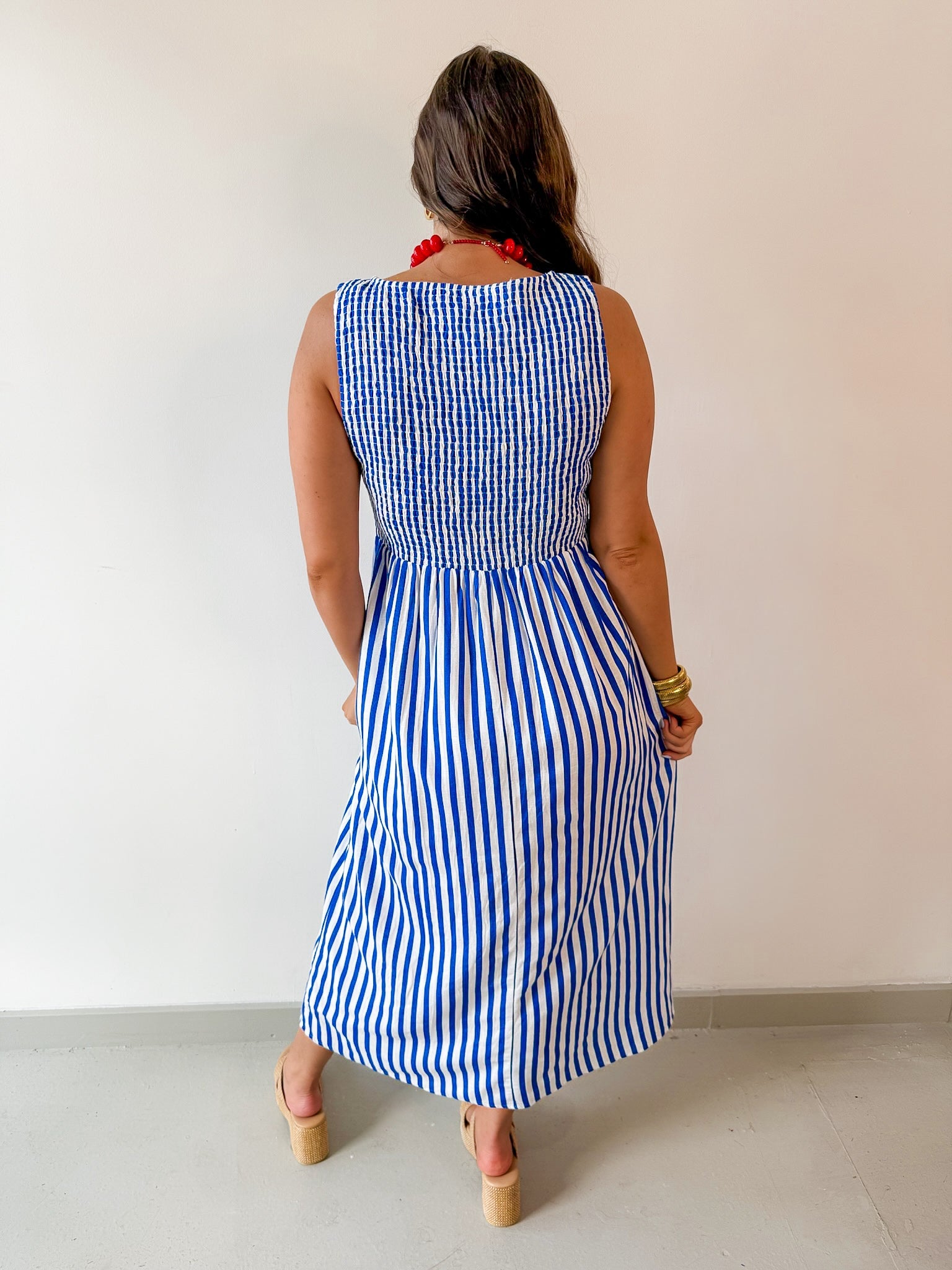 Sleeveless Striped Midi Dress