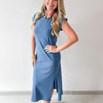 Slit Detail Knit T- Shirt Dress