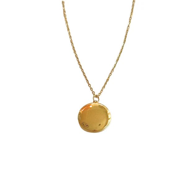 Small Gold Circle Locket Necklace