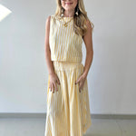 Smocked Stripe Top & Maxi Skirt Set - Yellow