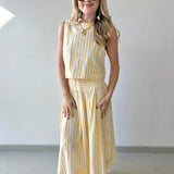 Smocked Stripe Top & Maxi Skirt Set - Yellow