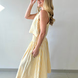 Smocked Stripe Top & Maxi Skirt Set - Yellow