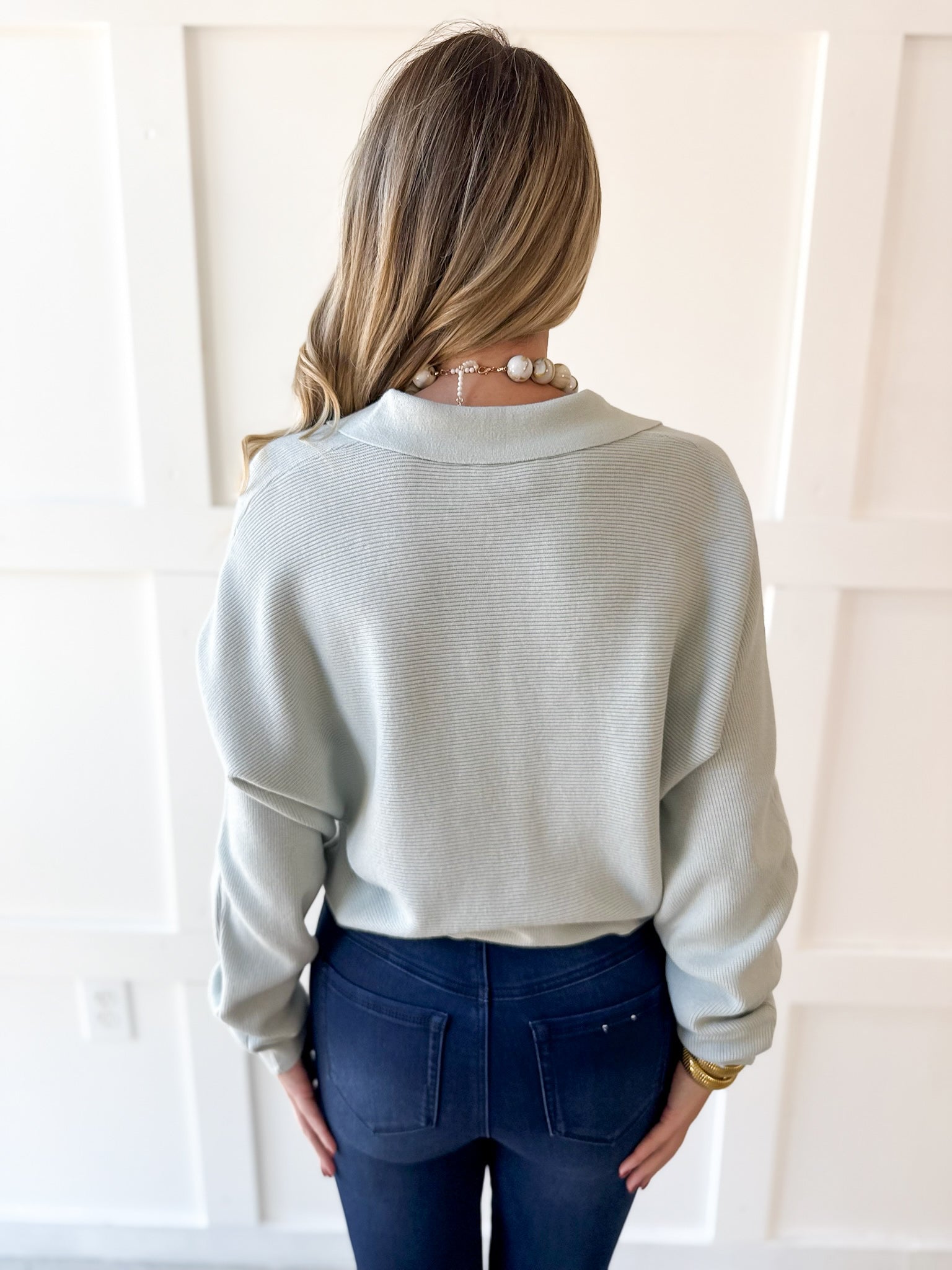 Soft Fine Ribbed Sweater - Cool Sage