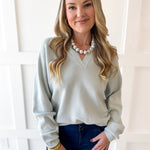 Soft Fine Ribbed Sweater - Cool Sage