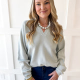 Soft Fine Ribbed Sweater - Cool Sage