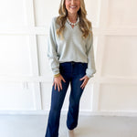 Soft Fine Ribbed Sweater - Cool Sage