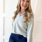 Soft Fine Ribbed Sweater - Cool Sage