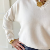 Soft Fine Ribbed Sweater - White