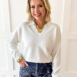 Soft Fine Ribbed Sweater - White