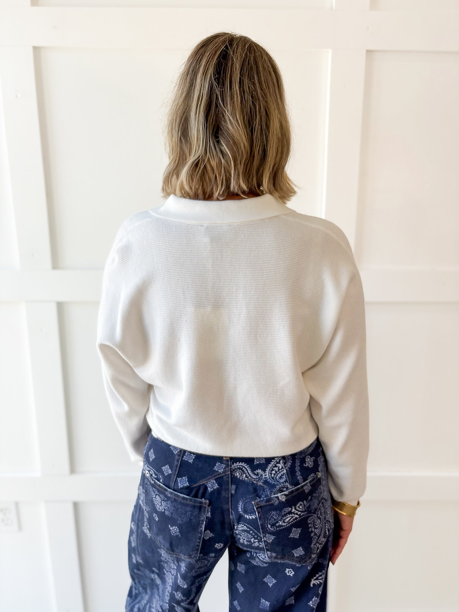 Soft Fine Ribbed Sweater - White
