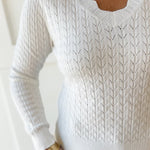 Soft Fine Scallop Edge Sweater- White