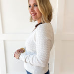 Soft Fine Scallop Edge Sweater- White