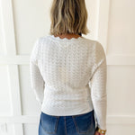Soft Fine Scallop Edge Sweater- White