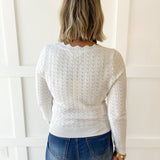 Soft Fine Scallop Edge Sweater- White