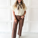 Soft Mixed Cotton Bubble Top - Ivory