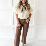 Soft Mixed Cotton Bubble Top - Ivory
