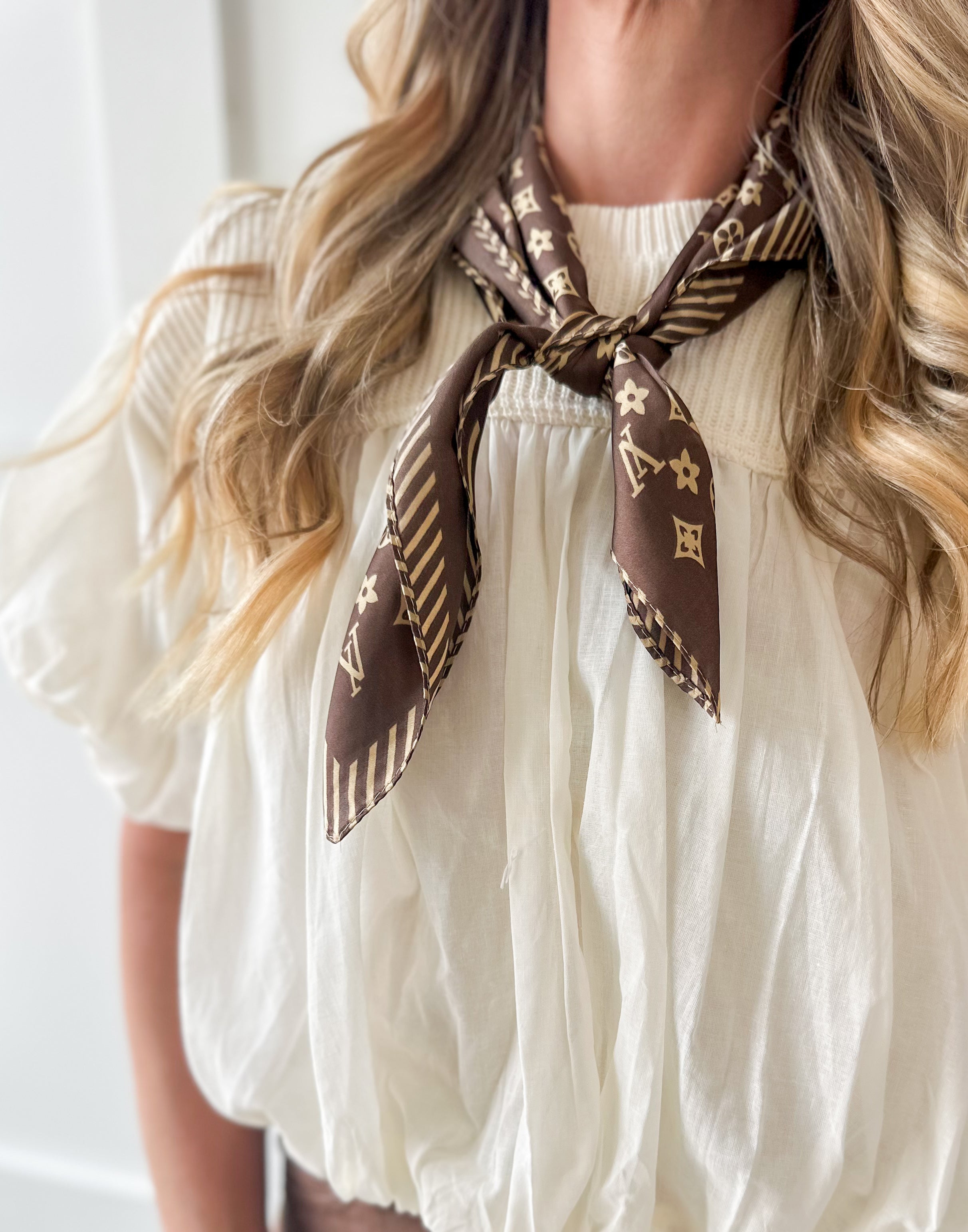 Soft Mixed Cotton Bubble Top - Ivory