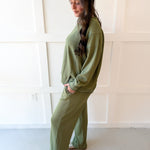Soft Waffle & Wide Pant Set - Olive