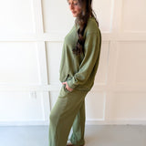 Soft Waffle & Wide Pant Set - Olive