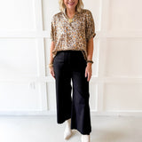 Soft Washed Wide Leg Pants - Black