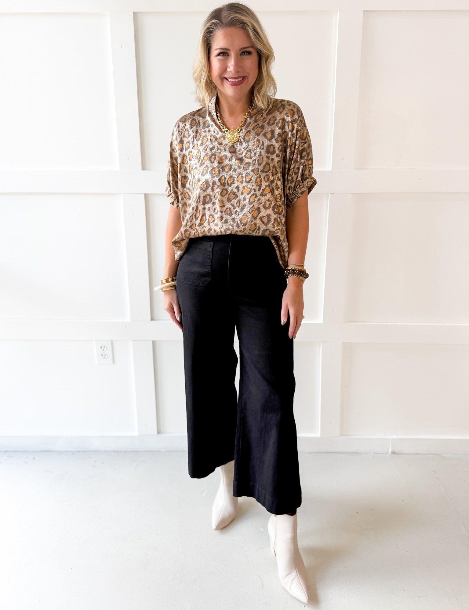 Soft Washed Wide Leg Pants - Black