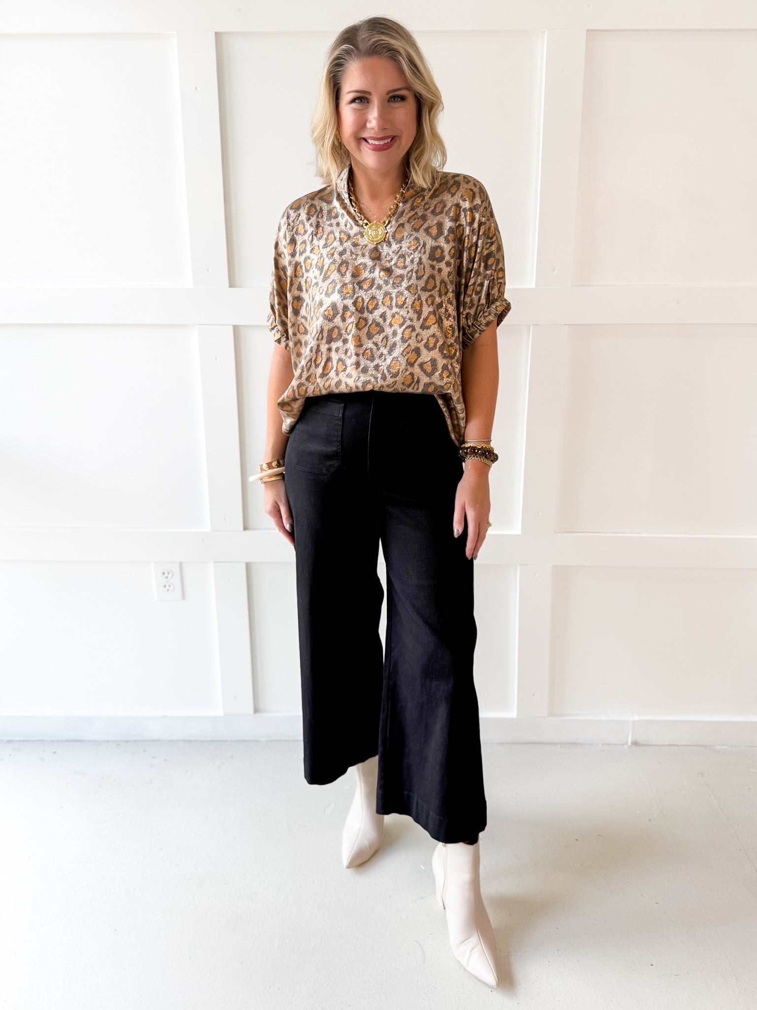 Soft Washed Wide Leg Pants - Black