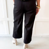 Soft Washed Wide Leg Pants - Black