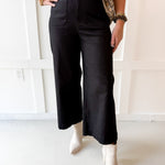 Soft Washed Wide Leg Pants - Black