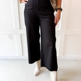 Soft Washed Wide Leg Pants - Black