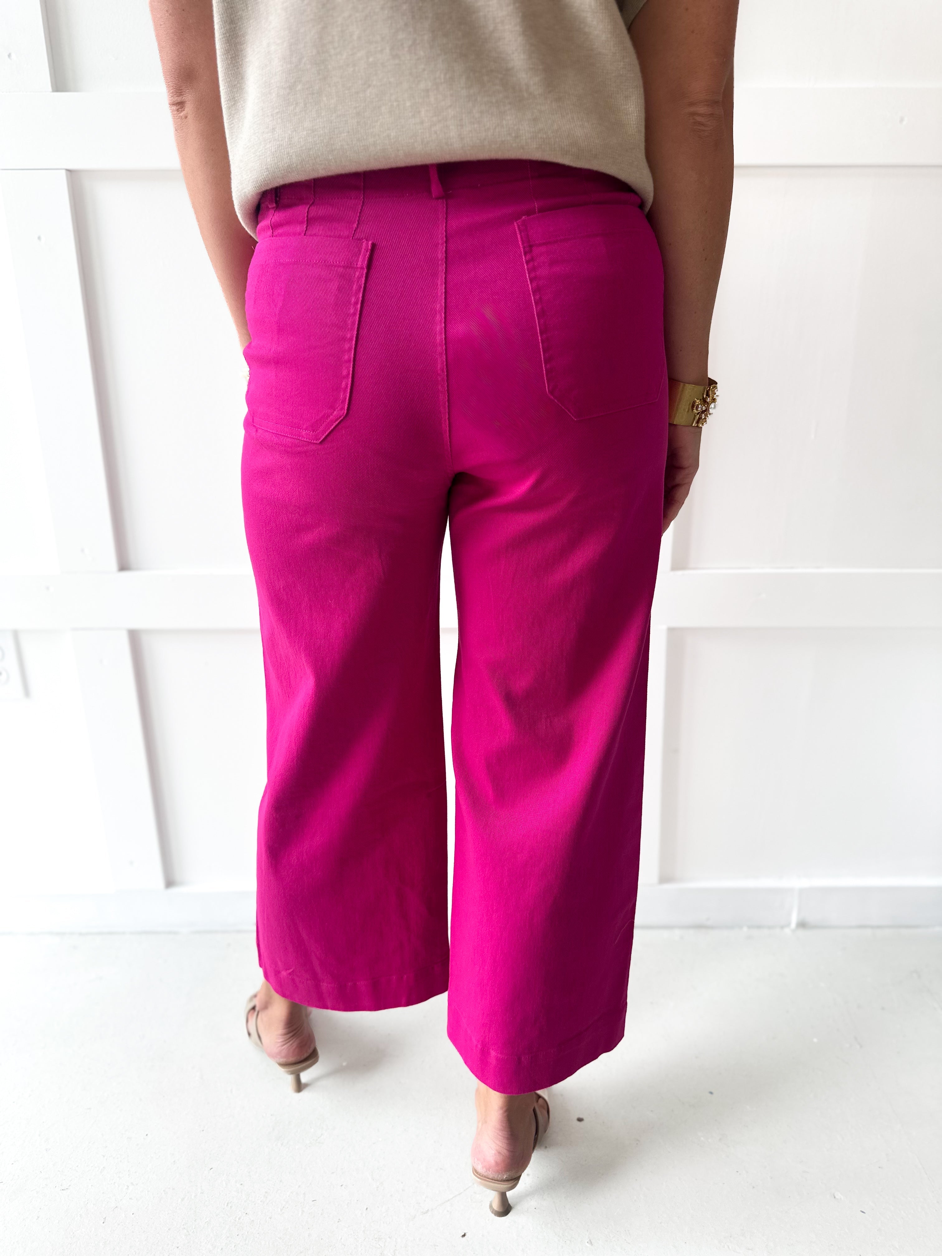 Soft washed wide leg pants - Hot Pink