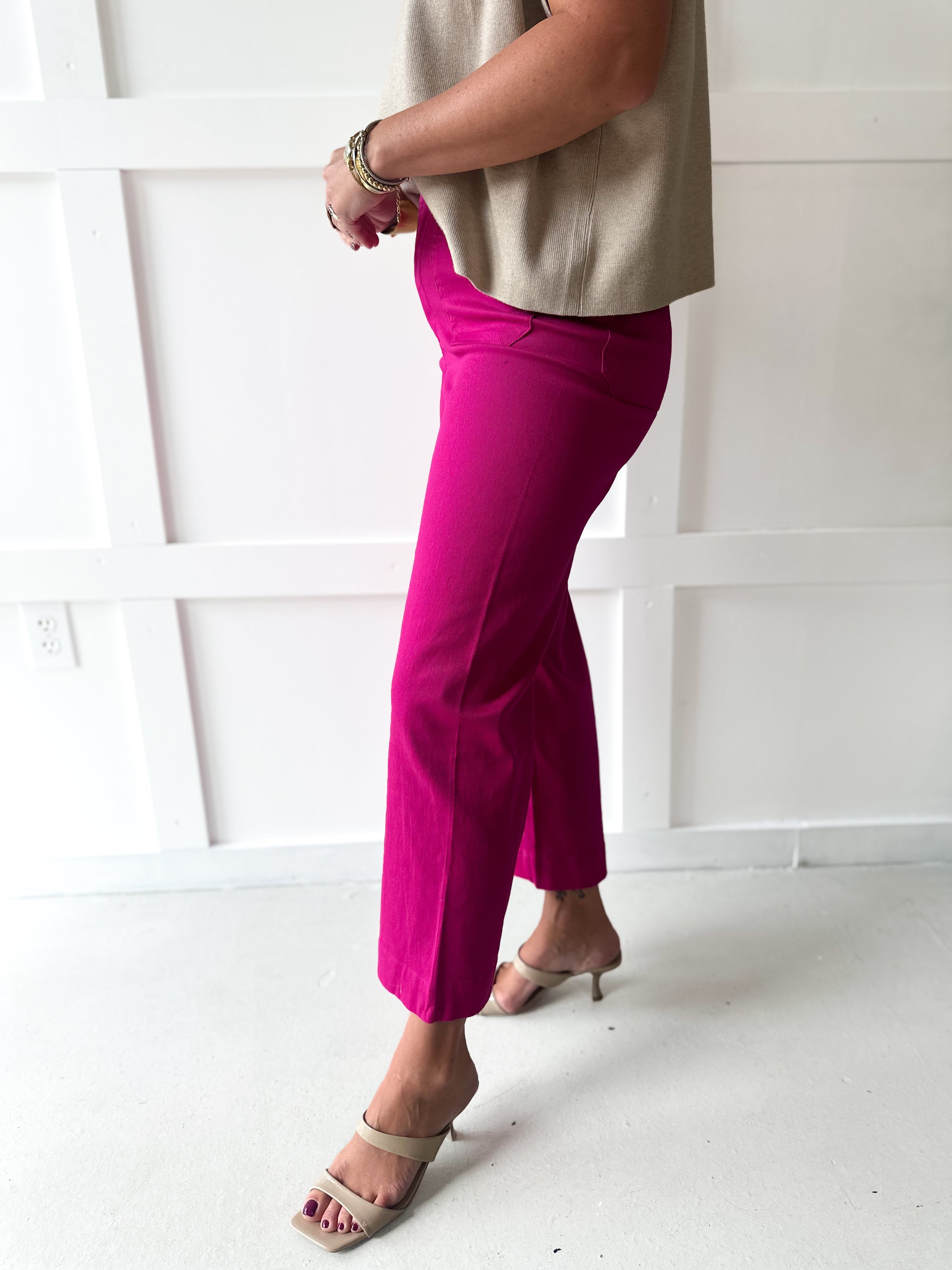 Soft washed wide leg pants - Hot Pink