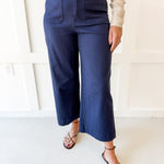 Soft Washed Wide Leg Pants -Navy