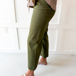 Soft Washed Wide Leg Pants- Olive