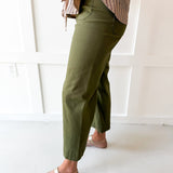 Soft Washed Wide Leg Pants- Olive