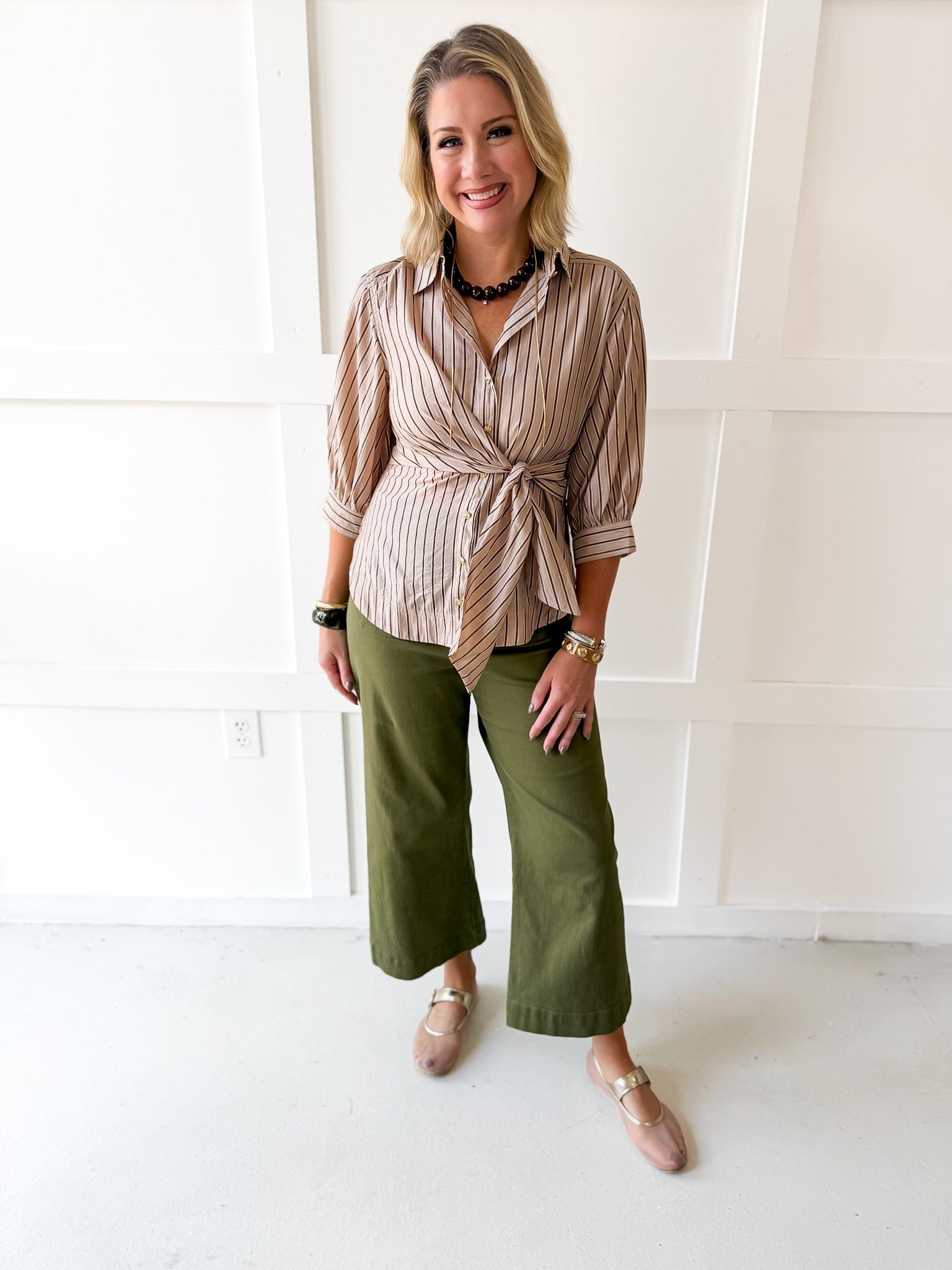 Soft Washed Wide Leg Pants- Olive