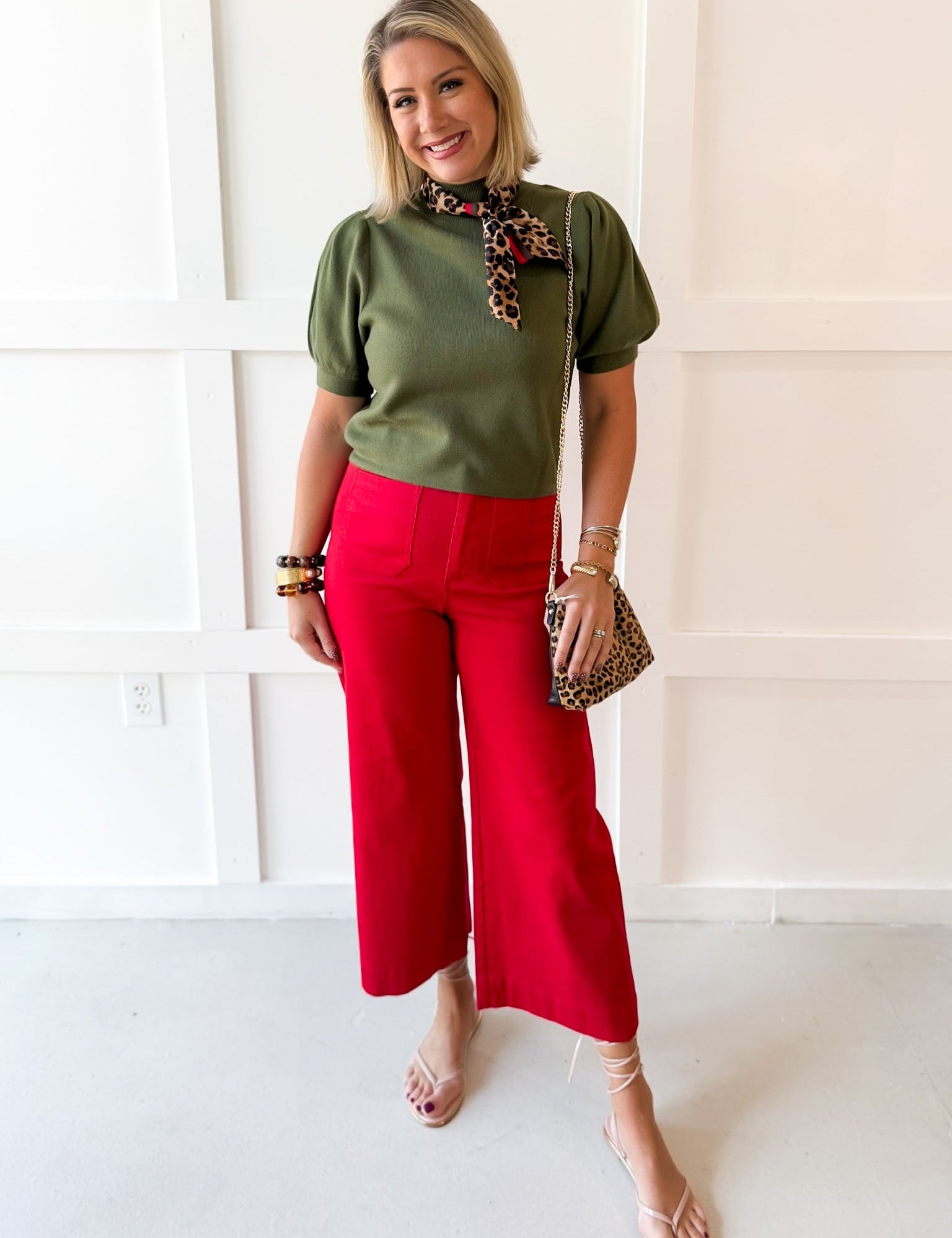 Soft Washed Wide Leg Pants- Scarlet