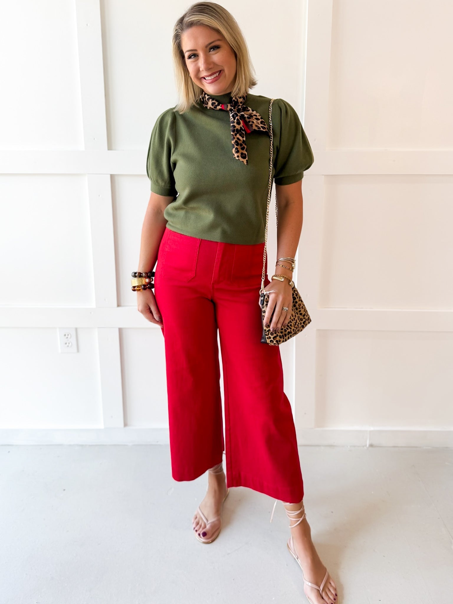 Soft Washed Wide Leg Pants- Scarlet