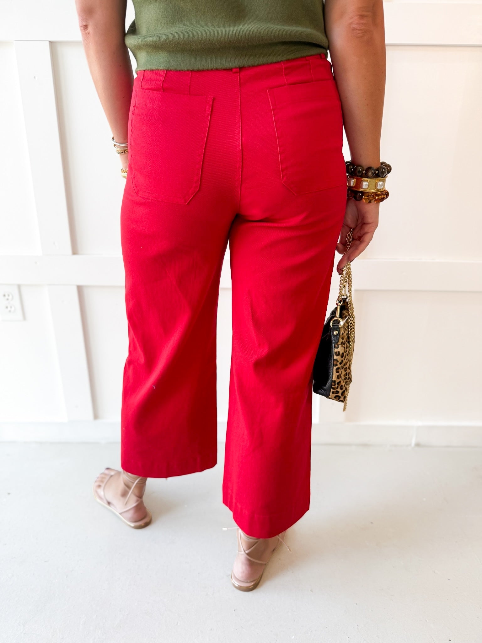 Soft Washed Wide Leg Pants- Scarlet