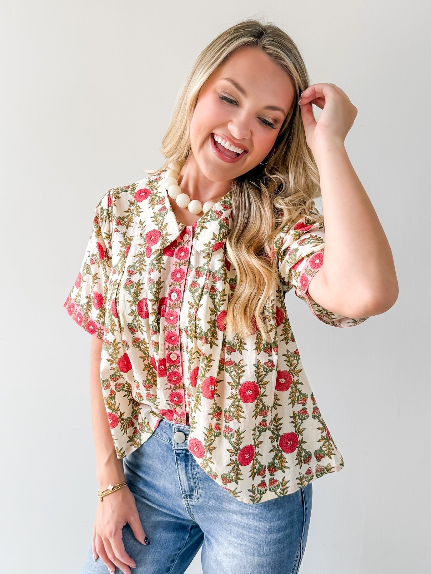 Solana Cream Print Top