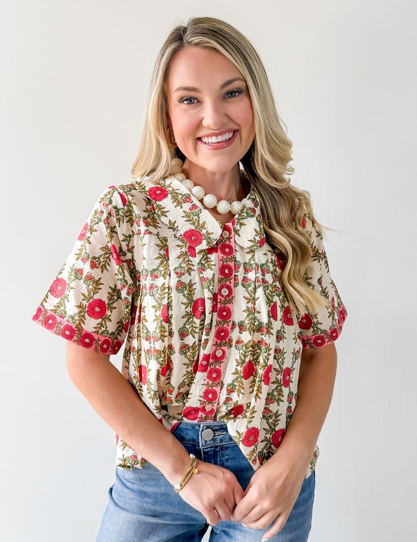 Solana Cream Print Top
