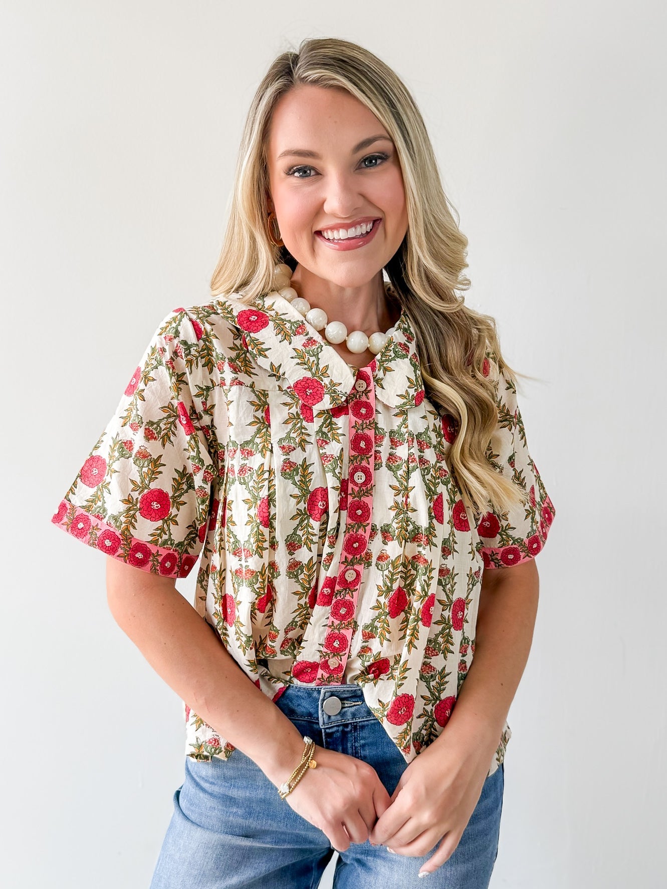 Solana Cream Print Top