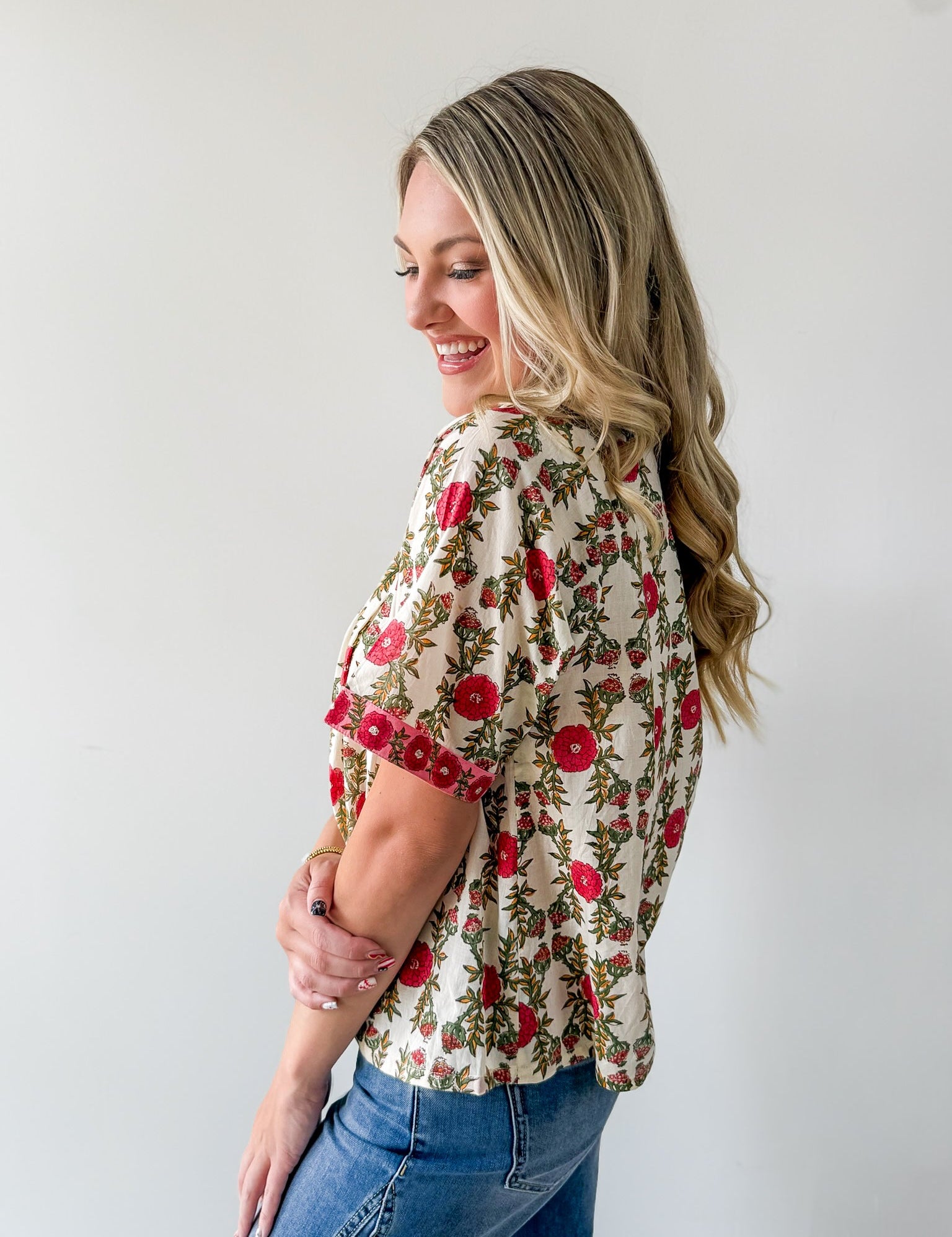 Solana Cream Print Top