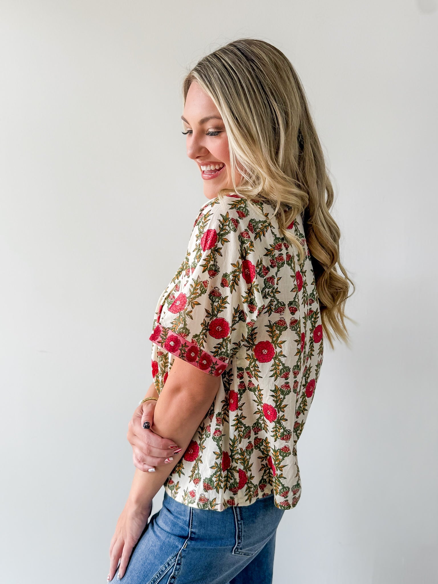 Solana Cream Print Top