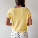 Solid Cap Sleeve Knit top with Lace Trim Hem