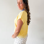 Solid Cap Sleeve Knit top with Lace Trim Hem