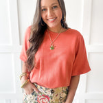 Solid Knit Bubble Sleeve Sweater Top - OJ