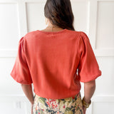 Solid Knit Bubble Sleeve Sweater Top - OJ